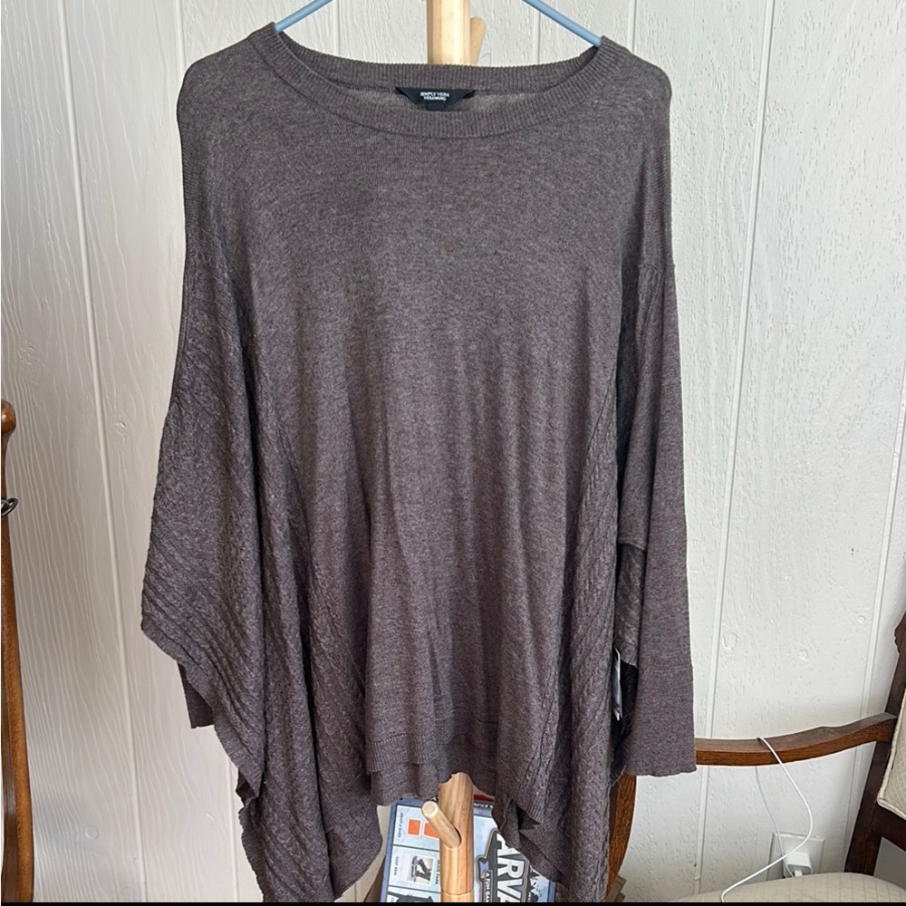 Simply Vera Vera Wang Brown Poncho Sweater